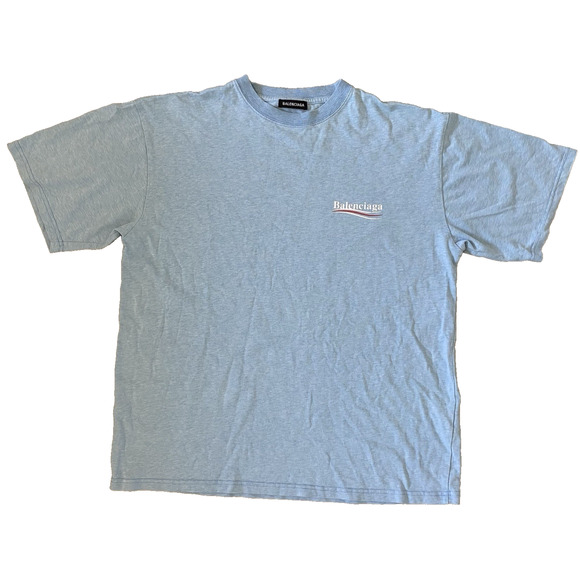 Balenciaga Political Campaign Logo T-Shirt Size S Blue Designer Oversized